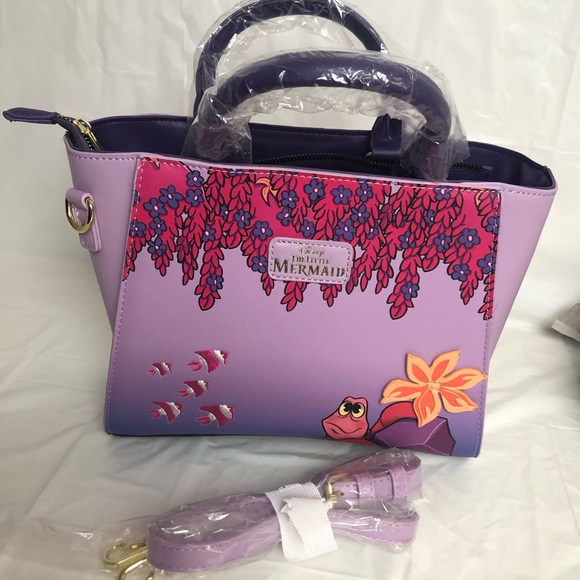 Disney Little Mermaid Ariel, Flounder, Sebastian Floral Handbag/Crossbody - NWT - Picture 7 of 11